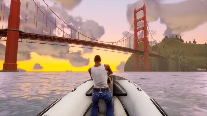 gta-san-andreas-screenshot GTA San Andreas screenshot showing CJ in a speedboat