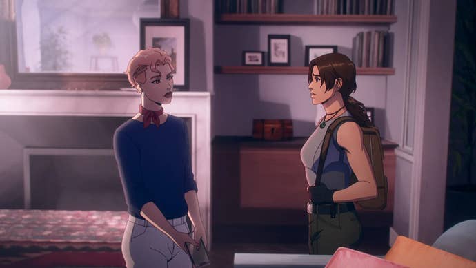 lara-croft-and-i-think-kaz-in-tomb-raider-legend-of-lara-croft-netflix-series Lara Croft and (I think) Kaz in Tomb Raider Legend of Lara Croft Netflix series
